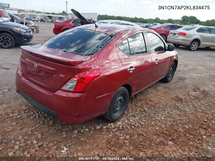 3N1CN7AP2KL834475 2019 Nissan Versa 1.6 Sv