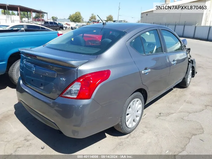 3N1CN7APXKL870463 2019 Nissan Versa 1.6 Sv