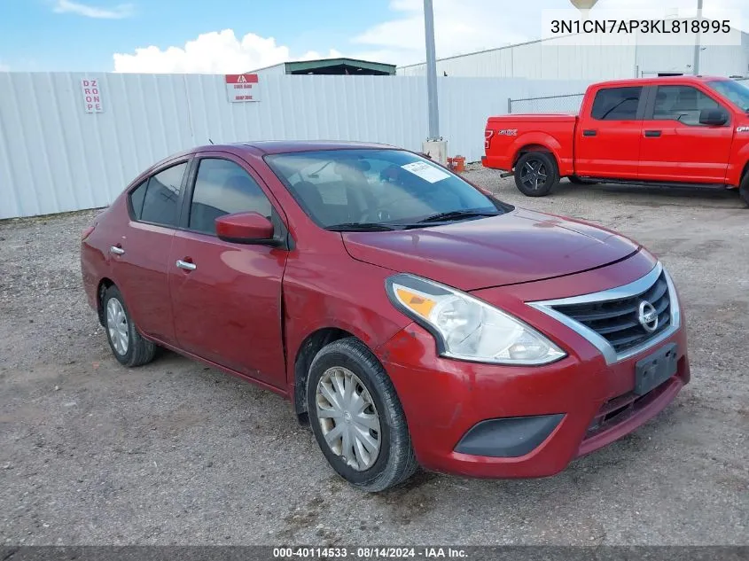 2019 Nissan Versa 1.6 Sv VIN: 3N1CN7AP3KL818995 Lot: 40114533