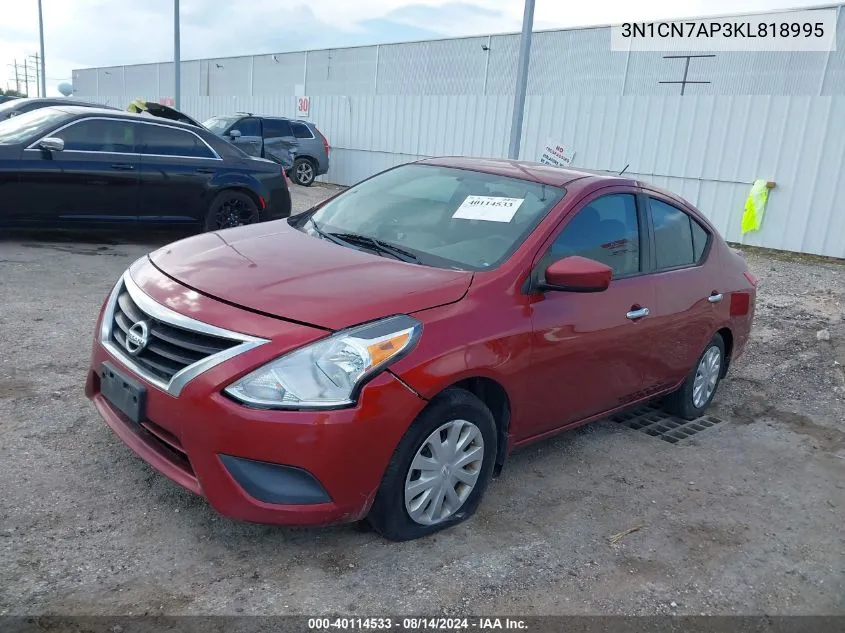 2019 Nissan Versa 1.6 Sv VIN: 3N1CN7AP3KL818995 Lot: 40114533