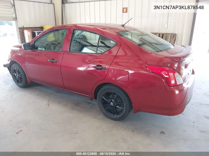 2019 Nissan Versa 1.6 S+ VIN: 3N1CN7AP3KL878548 Lot: 40123658