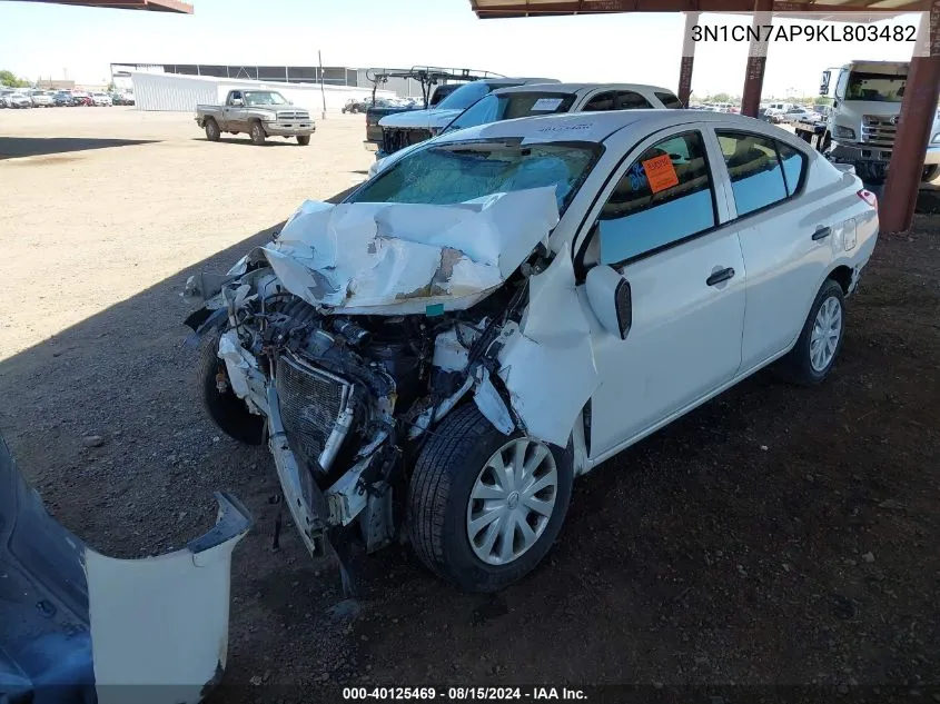 3N1CN7AP9KL803482 2019 Nissan Versa 1.6 S+