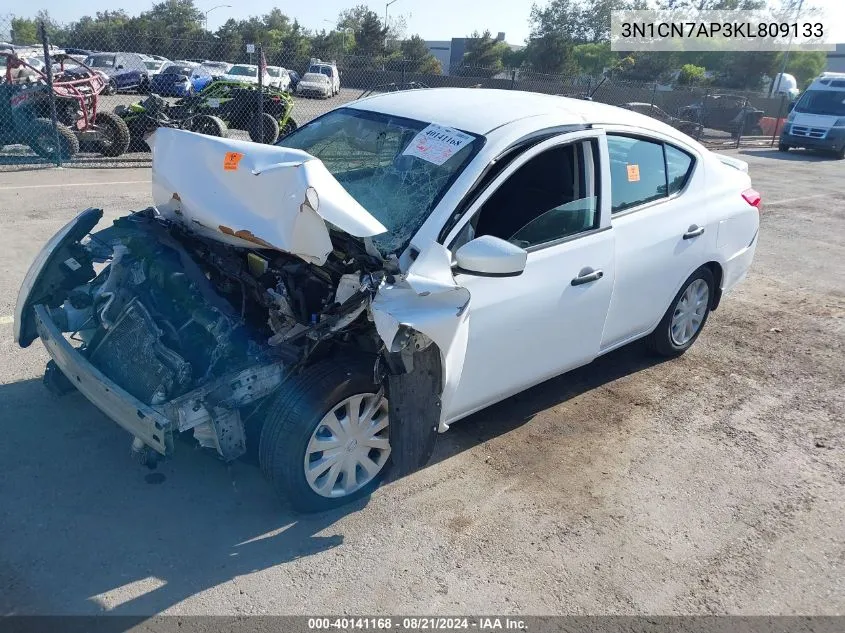 2019 Nissan Versa 1.6 S+ VIN: 3N1CN7AP3KL809133 Lot: 40141168