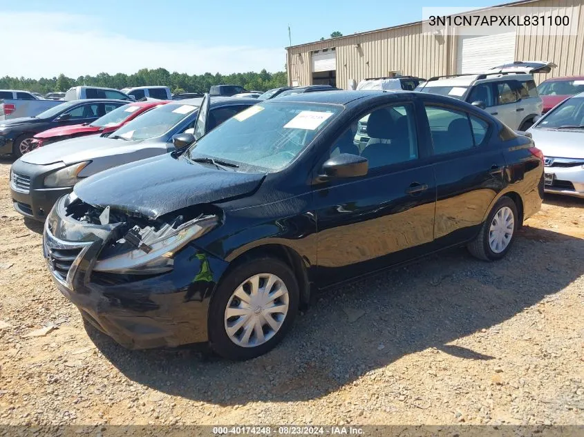 2019 Nissan Versa 1.6 S+ VIN: 3N1CN7APXKL831100 Lot: 40174248