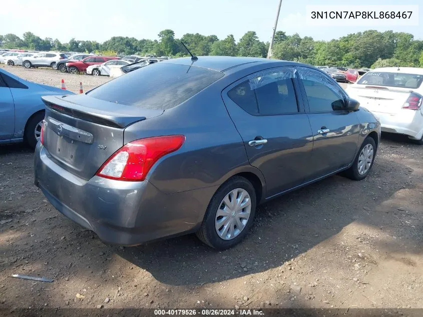 3N1CN7AP8KL868467 2019 Nissan Versa 1.6 Sv