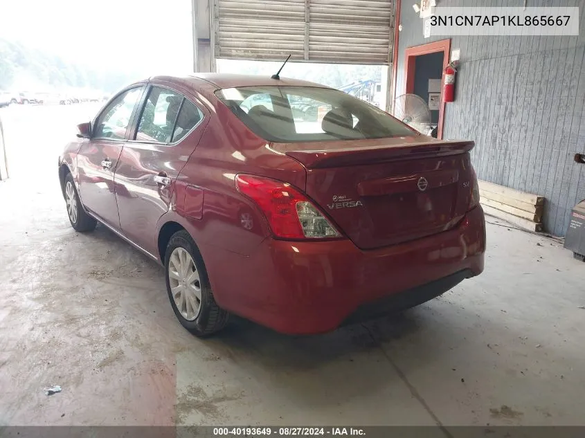 3N1CN7AP1KL865667 2019 Nissan Versa 1.6 Sv