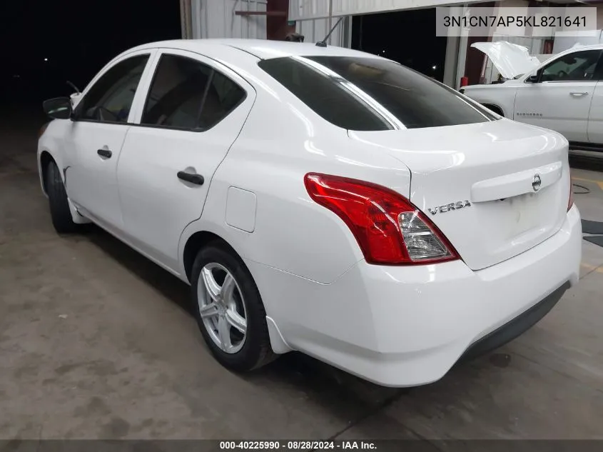 2019 Nissan Versa 1.6 S VIN: 3N1CN7AP5KL821641 Lot: 40225990