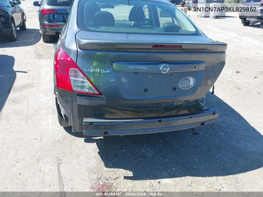 2019 Nissan Versa 1.6 S+ VIN: 3N1CN7AP3KL829852 Lot: 40260147