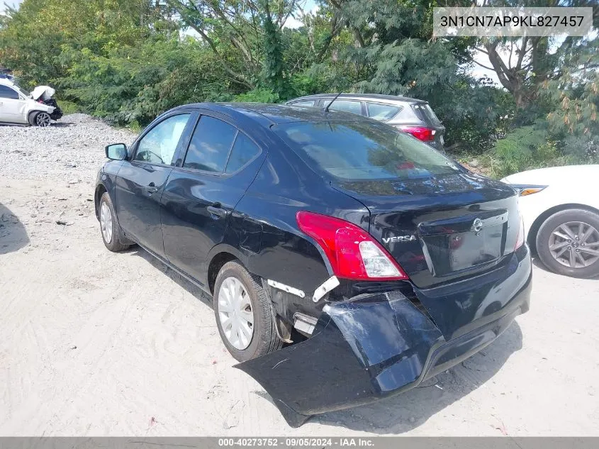 2019 Nissan Versa 1.6 S VIN: 3N1CN7AP9KL827457 Lot: 40273752