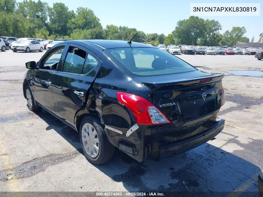 2019 Nissan Versa 1.6 Sv VIN: 3N1CN7APXKL830819 Lot: 40274083