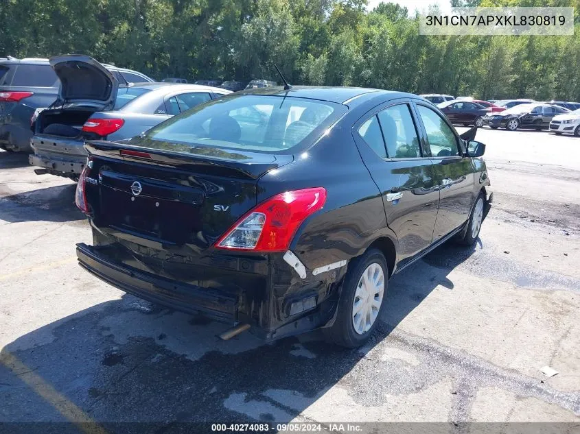 2019 Nissan Versa 1.6 Sv VIN: 3N1CN7APXKL830819 Lot: 40274083