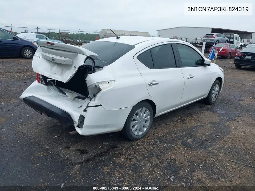 2019 Nissan Versa S/S Plus/Sv VIN: 3N1CN7AP3KL824019 Lot: 40275349