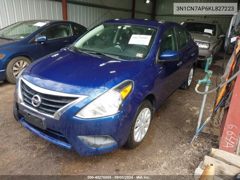 2019 Nissan Versa 1.6 Sv VIN: 3N1CN7AP6KL827223 Lot: 40276585