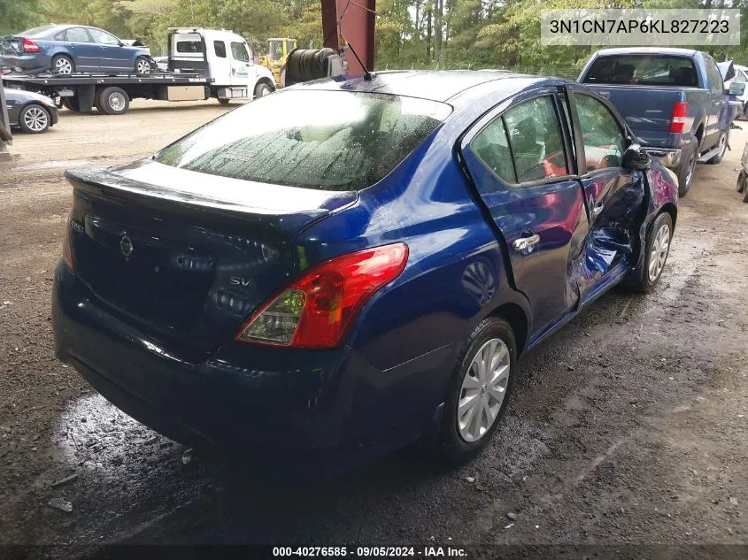 2019 Nissan Versa 1.6 Sv VIN: 3N1CN7AP6KL827223 Lot: 40276585