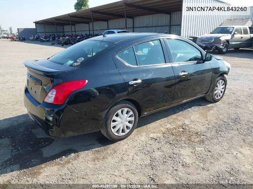 2019 Nissan Versa 1.6 Sv VIN: 3N1CN7AP4KL843260 Lot: 40297199