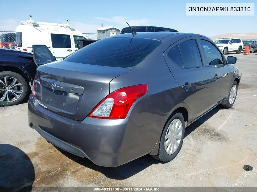 2019 Nissan Versa S/S Plus/Sv VIN: 3N1CN7AP9KL833310 Lot: 40311130