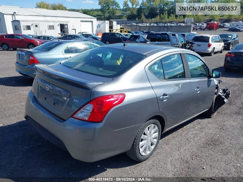 2019 Nissan Versa 1.6 Sv VIN: 3N1CN7AP5KL850637 Lot: 40319473