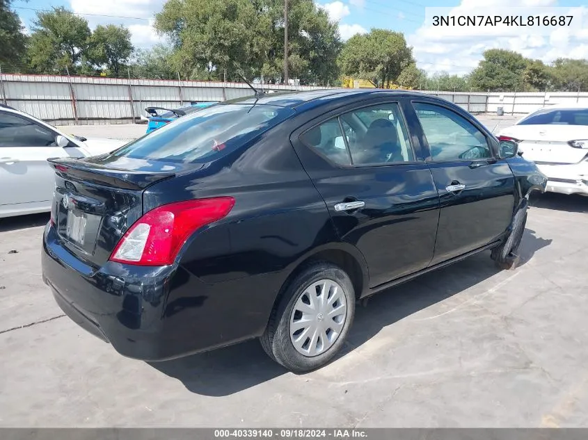 2019 Nissan Versa 1.6 Sv VIN: 3N1CN7AP4KL816687 Lot: 40339140