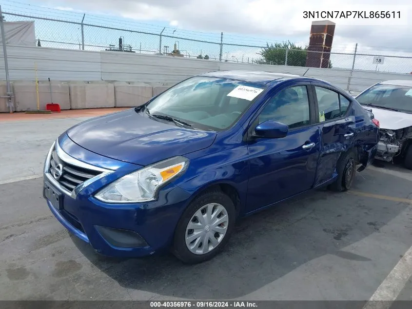 2019 Nissan Versa 1.6 Sv VIN: 3N1CN7AP7KL865611 Lot: 40356976