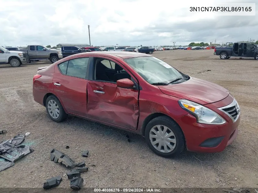 3N1CN7AP3KL869165 2019 Nissan Versa 1.6 Sv