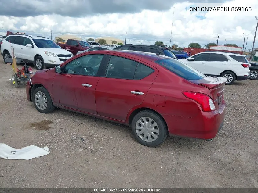 2019 Nissan Versa 1.6 Sv VIN: 3N1CN7AP3KL869165 Lot: 40386276