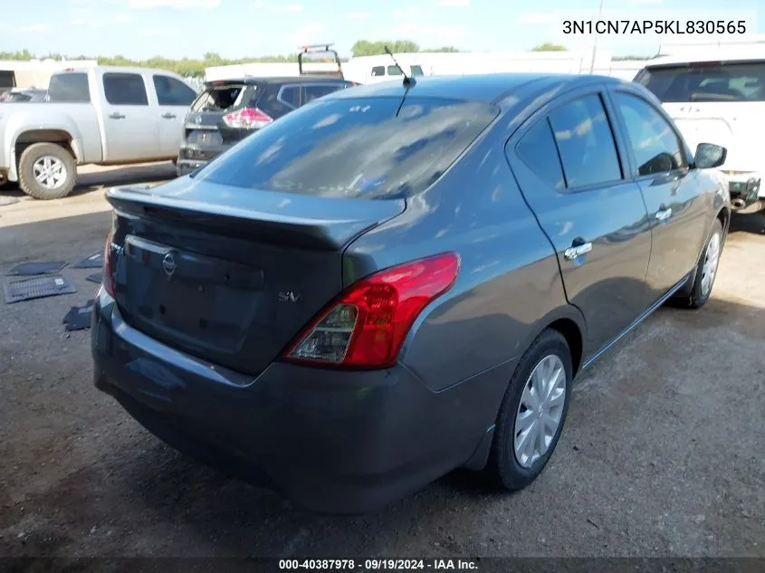 2019 Nissan Versa 1.6 Sv VIN: 3N1CN7AP5KL830565 Lot: 40387978