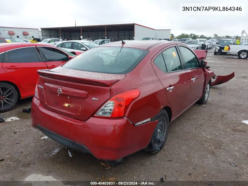 2019 Nissan Versa S/S Plus/Sv VIN: 3N1CN7AP9KL864346 Lot: 40403831