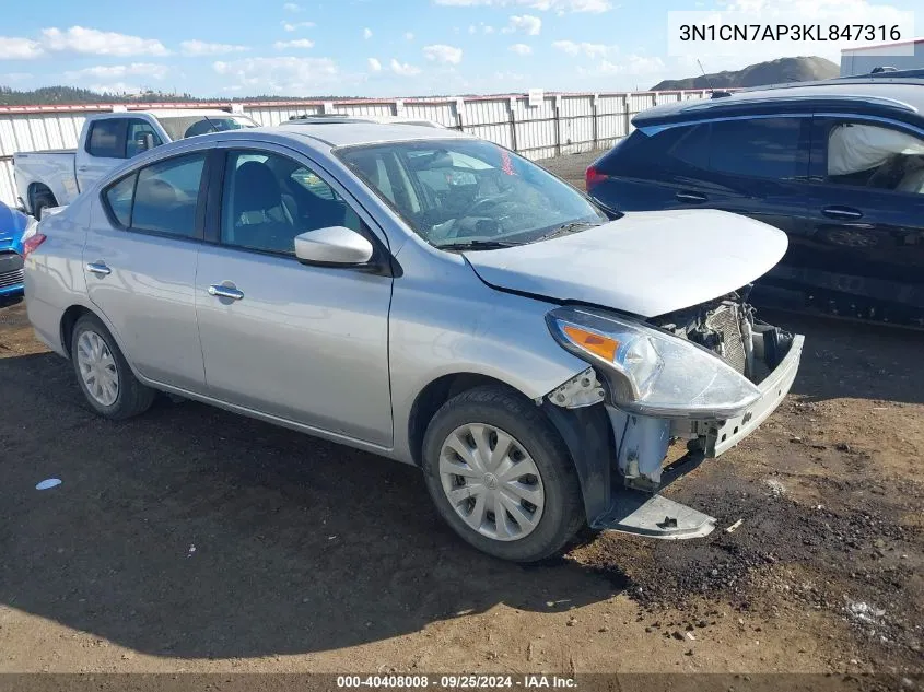 3N1CN7AP3KL847316 2019 Nissan Versa 1.6 Sv