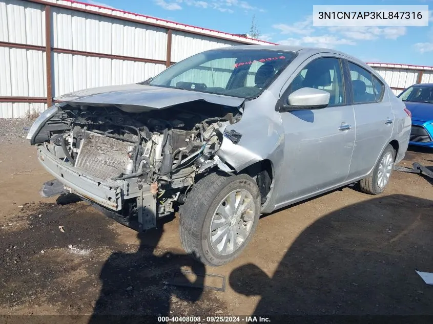 3N1CN7AP3KL847316 2019 Nissan Versa 1.6 Sv