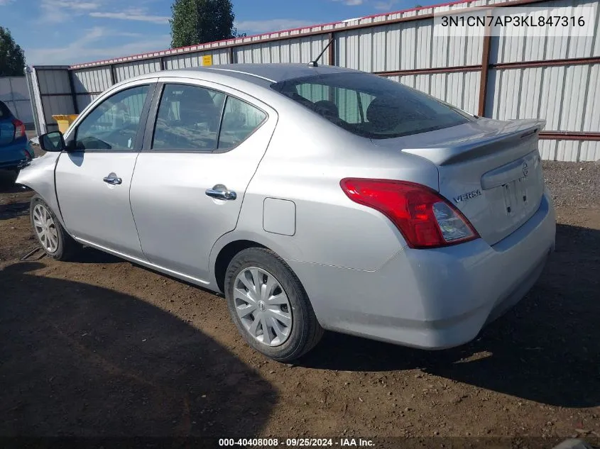 3N1CN7AP3KL847316 2019 Nissan Versa 1.6 Sv