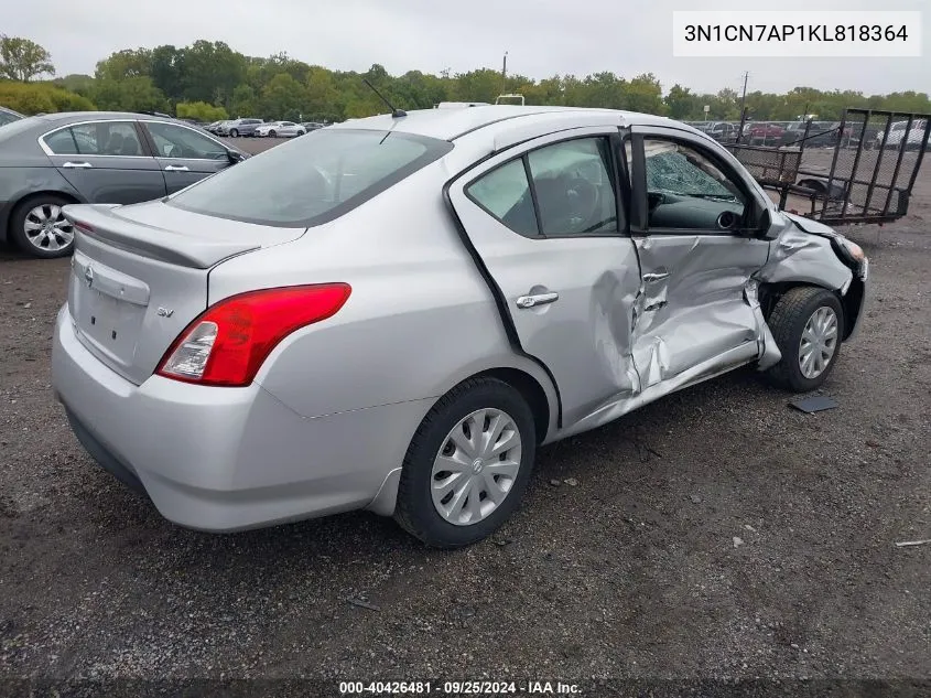 2019 Nissan Versa 1.6 Sv VIN: 3N1CN7AP1KL818364 Lot: 40426481