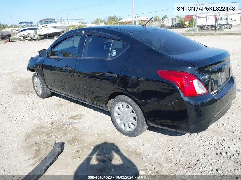 2019 Nissan Versa 1.6 S VIN: 3N1CN7AP5KL822448 Lot: 40484523