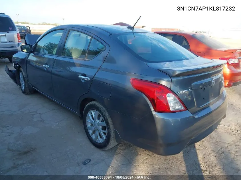 2019 Nissan Versa 1.6 Sv VIN: 3N1CN7AP1KL817232 Lot: 40533094