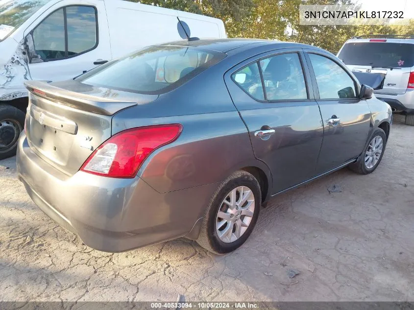 2019 Nissan Versa 1.6 Sv VIN: 3N1CN7AP1KL817232 Lot: 40533094