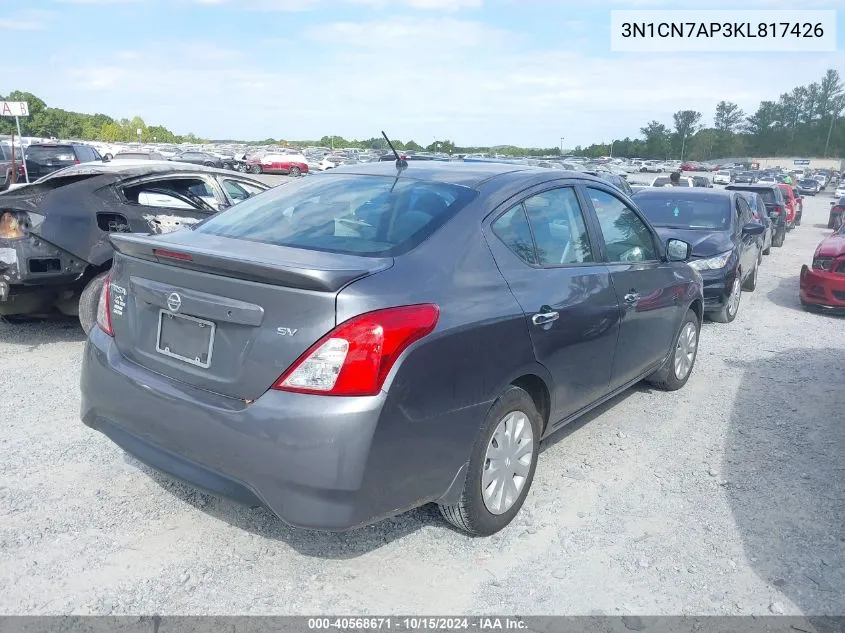 3N1CN7AP3KL817426 2019 Nissan Versa 1.6 Sv