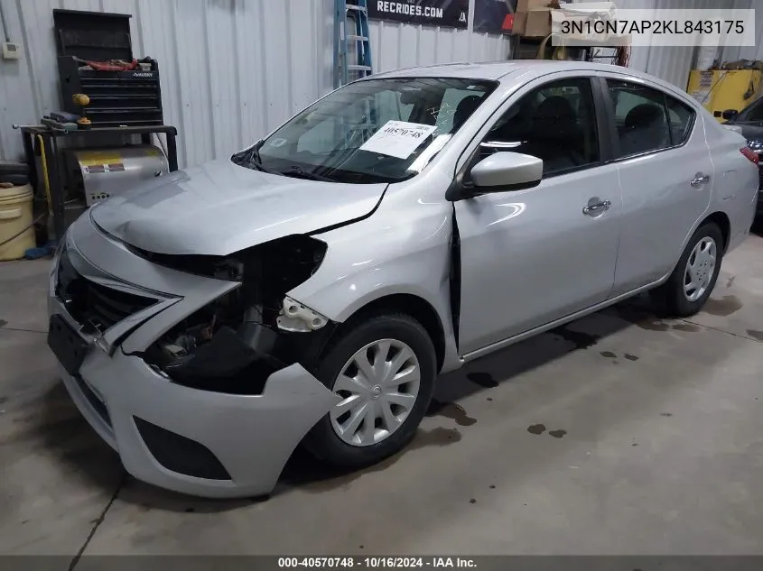 2019 Nissan Versa 1.6 Sv VIN: 3N1CN7AP2KL843175 Lot: 40570748