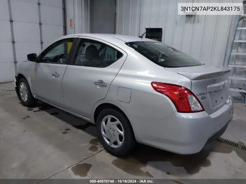 2019 Nissan Versa 1.6 Sv VIN: 3N1CN7AP2KL843175 Lot: 40570748