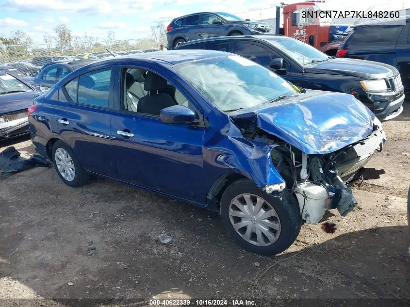 2019 Nissan Versa 1.6 Sv VIN: 3N1CN7AP7KL848260 Lot: 40622339