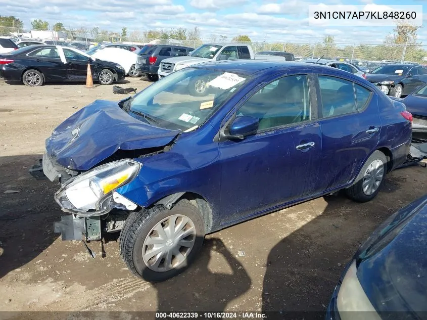 2019 Nissan Versa 1.6 Sv VIN: 3N1CN7AP7KL848260 Lot: 40622339