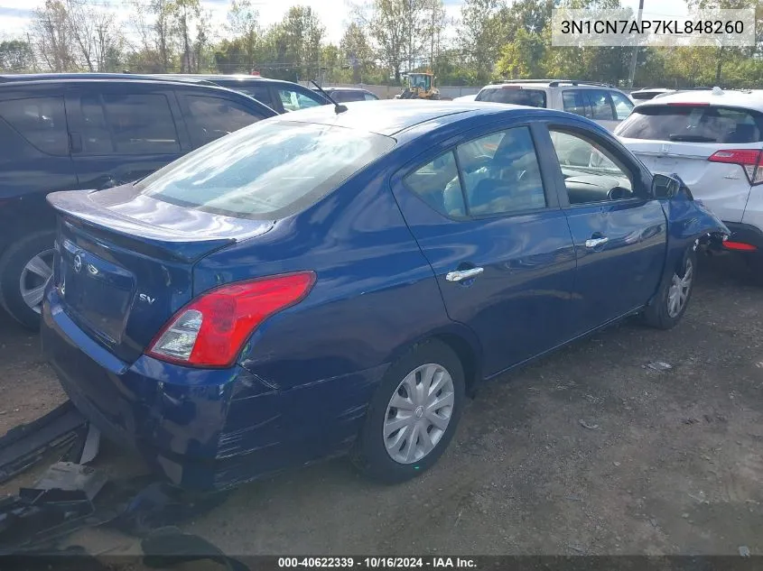 2019 Nissan Versa 1.6 Sv VIN: 3N1CN7AP7KL848260 Lot: 40622339