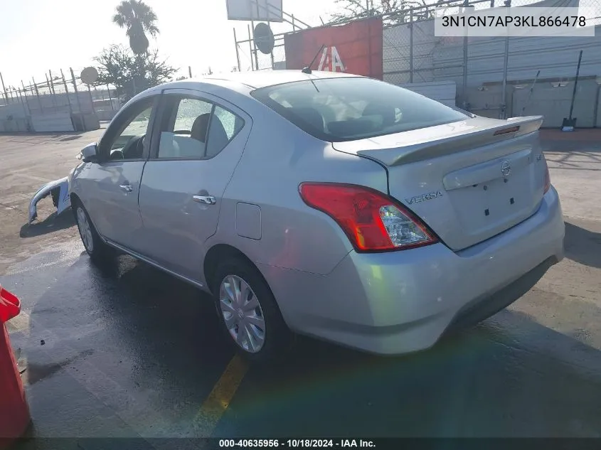 2019 Nissan Versa 1.6 Sv VIN: 3N1CN7AP3KL866478 Lot: 40635956