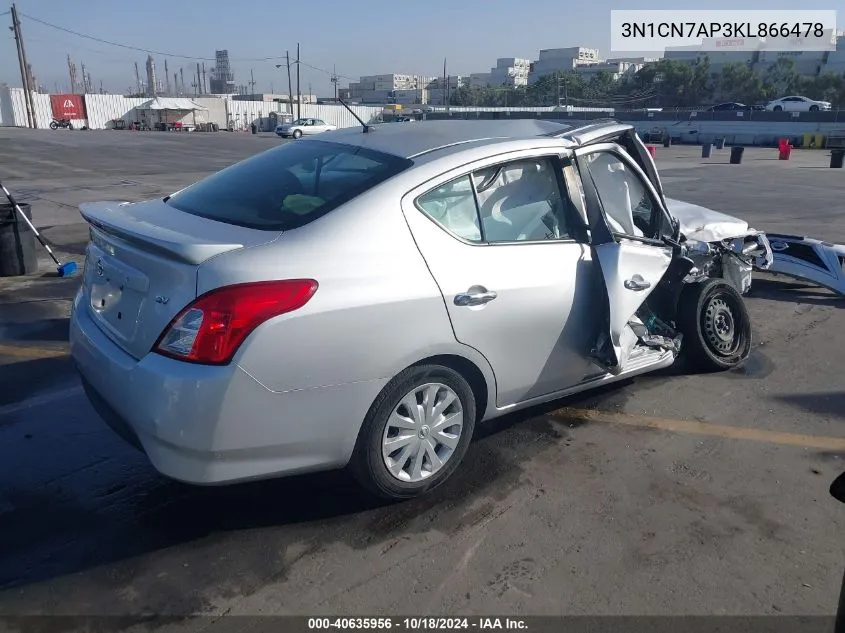 2019 Nissan Versa 1.6 Sv VIN: 3N1CN7AP3KL866478 Lot: 40635956