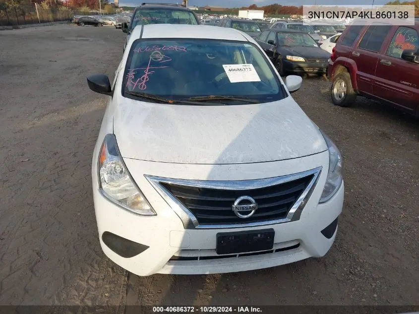 2019 Nissan Versa 1.6 Sv VIN: 3N1CN7AP4KL860138 Lot: 40686372