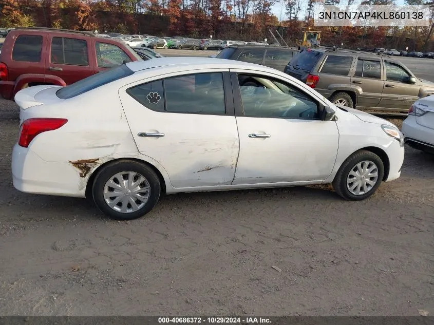 2019 Nissan Versa 1.6 Sv VIN: 3N1CN7AP4KL860138 Lot: 40686372