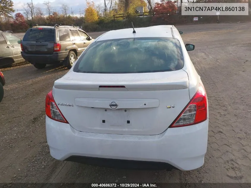 2019 Nissan Versa 1.6 Sv VIN: 3N1CN7AP4KL860138 Lot: 40686372