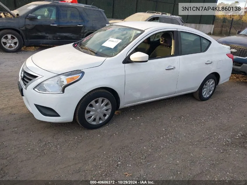 2019 Nissan Versa 1.6 Sv VIN: 3N1CN7AP4KL860138 Lot: 40686372