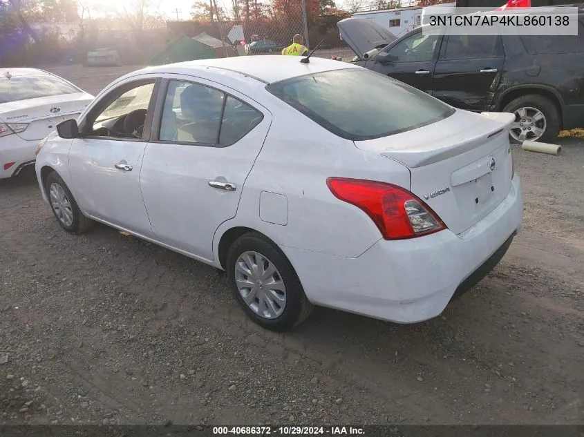 2019 Nissan Versa 1.6 Sv VIN: 3N1CN7AP4KL860138 Lot: 40686372