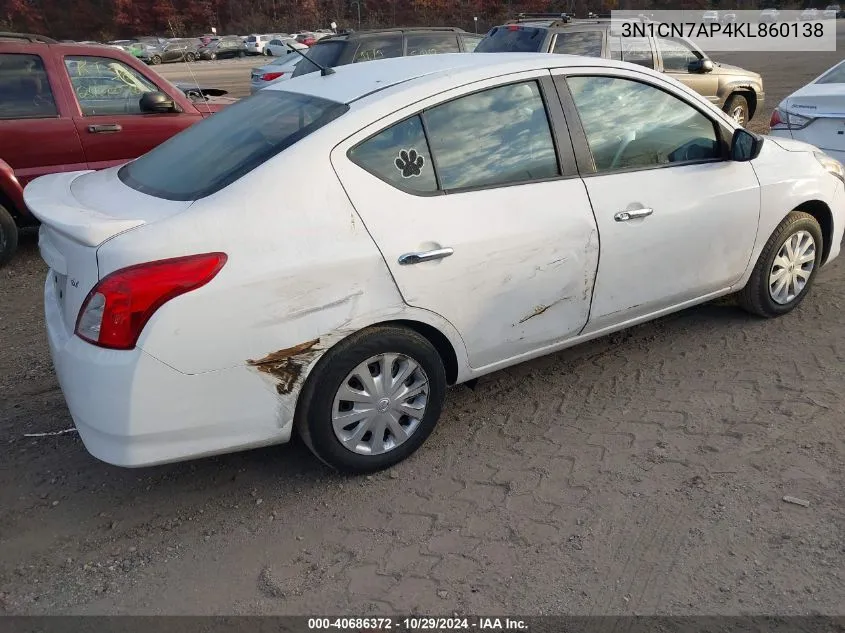 2019 Nissan Versa 1.6 Sv VIN: 3N1CN7AP4KL860138 Lot: 40686372