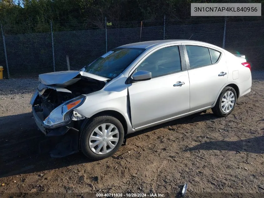 2019 Nissan Versa 1.6 Sv VIN: 3N1CN7AP4KL840956 Lot: 40711835