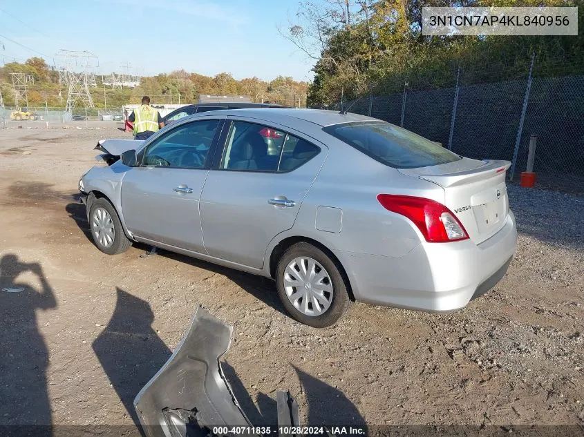 2019 Nissan Versa 1.6 Sv VIN: 3N1CN7AP4KL840956 Lot: 40711835